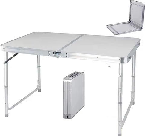 Klaptafel - Aluminium klaptafel - Schraagtafel - Camping tafel - Picknick tafel - Opvouwbaar - Aluminium - Waterdicht bewerkt MDF - Zilver