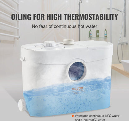 Beschermenderioolpomp - 10m Opvoerhoogte - 99% Effectief Antimicrobieel - Met 3 Waterinlaten - 700EW - 9600l/U Flow - Geen Onderhoud - Olie Die Bestand Is Tegen Heet Water - Voor Toilet - Kelder - Keuken