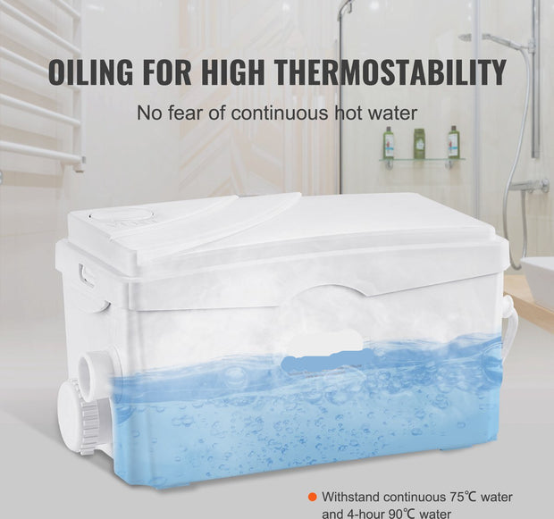 Afvalwaterpomp – 350W – 6000 L/U Debiet – 7M Opvoerhoogte – Hittebestendig en Antimicrobieel – Met 3 Waterinlaten voor Kelder - Keuken - Gootsteen - Douche en Badkuip