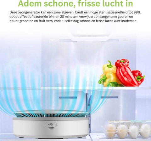 Ozon generator - Ozon apparaat - Ozongenerator - Luchtreiniger - Koelkast reiniger - Lucht verschoner - Lucht sterilisatie - Draagbare Ozonsterilisator - 220V - 25W - Luchtvolume 50m³/u - Wit