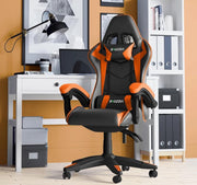 Gaming Chair - Gaming Chair - Ergonomic Pu Leather Computer Chair - Office Chair with Headrest and Lumbar Support - Racing Chair Black