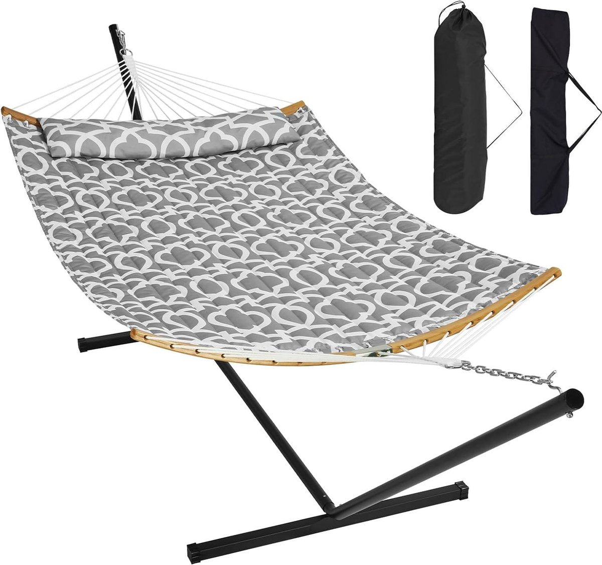 Dubbele hangmat voor twee personen - gebogen spreidstang - afneembaar kussen - draagtas - 500 lbs capaciteit hangmat 2 person