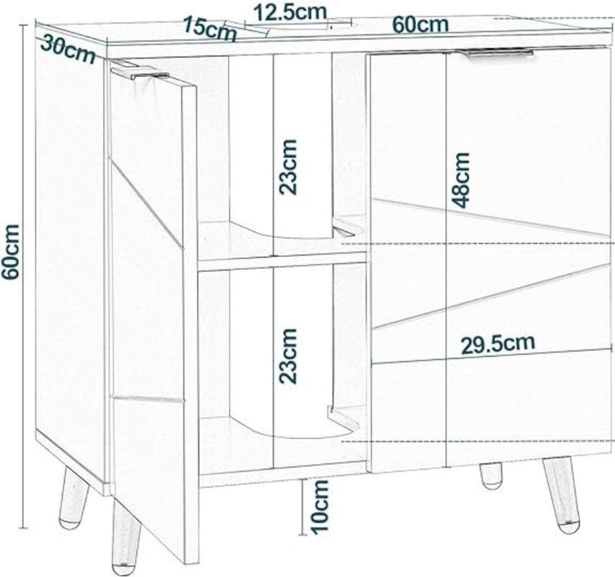 Wastafel Onderkast met Uitsparing - Wasbak Onderkast - Badkamermeubel - Stijlvol - Wit - Modern