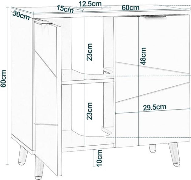 Wastafel Onderkast met Uitsparing - Wasbak Onderkast - Badkamermeubel - Stijlvol - Wit - Modern