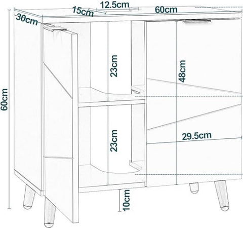 Wastafel Onderkast met Uitsparing - Wasbak Onderkast - Badkamermeubel - Stijlvol - Wit - Modern
