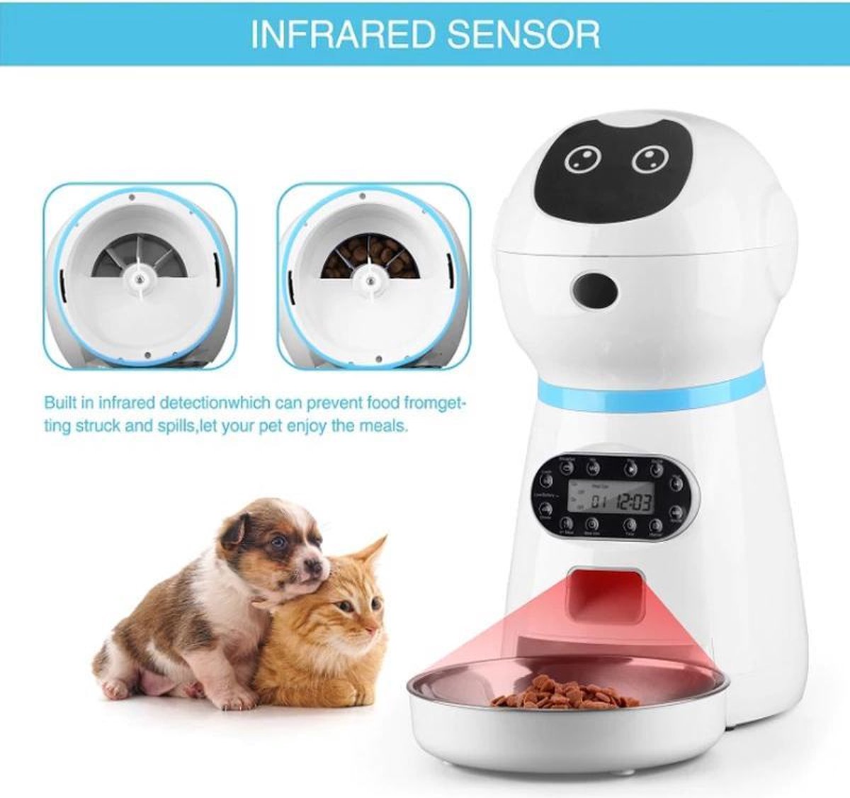 Automatische - Pet Feeder - Met Voice Record & Timer - 3.5lL - Wit