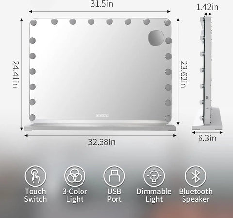 Make up spiegel - Make up spiegel met bluetooth - Hollywood make up spiegel - Met verlichting