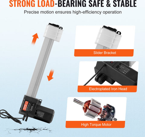 Lineaire Actuatorkit - 1000N - 24V - IP44 - Bescherming - Adaptervoeding - voor Het Optillen van tv/Tafel/Bank - Zilver