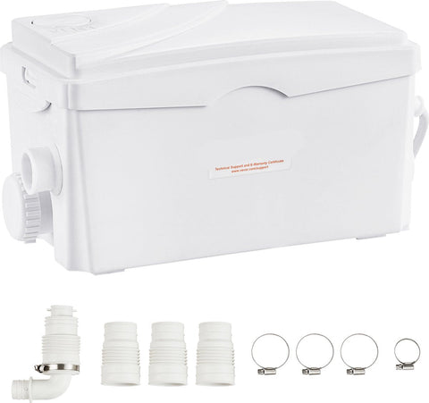 Afvalwaterpomp – 350W – 6000 L/U Debiet – 7M Opvoerhoogte – Hittebestendig en Antimicrobieel – Met 3 Waterinlaten voor Kelder - Keuken - Gootsteen - Douche en Badkuip