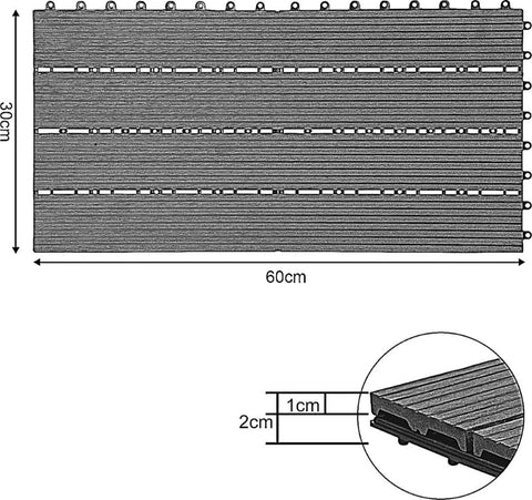 Patio Tuintegels - Kliksysteem - Antraciet - 30x60 cm