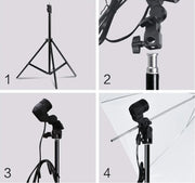 Fotostudio Softbox Verlichtingskit met Achtergrondframe - Achtergrondsysteem - Studio Fotografie - Inclusief 3 Achtergronden, Statief, Reflectorbord en 4 Paraplu's - Complete Set