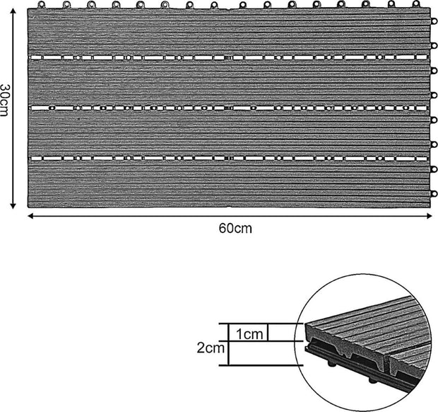 Patio Tuintegels - Kliksysteem - Koffie - 30x60 cm