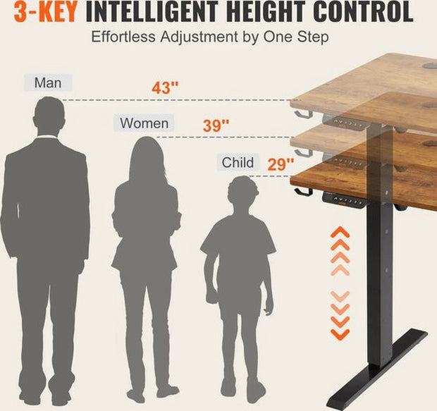 Bureau - Bruin - bureau Organizer - Elektrisch Bureau - Verstelbaar - Thuiskantoor - Studeren