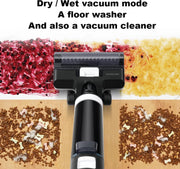 Draadloze stofzuiger zonder zak - Steelstofzuiger grote dubbele watertanks - Menselijk stembegeleiding - Zelf drogend - 4000mHa batterij