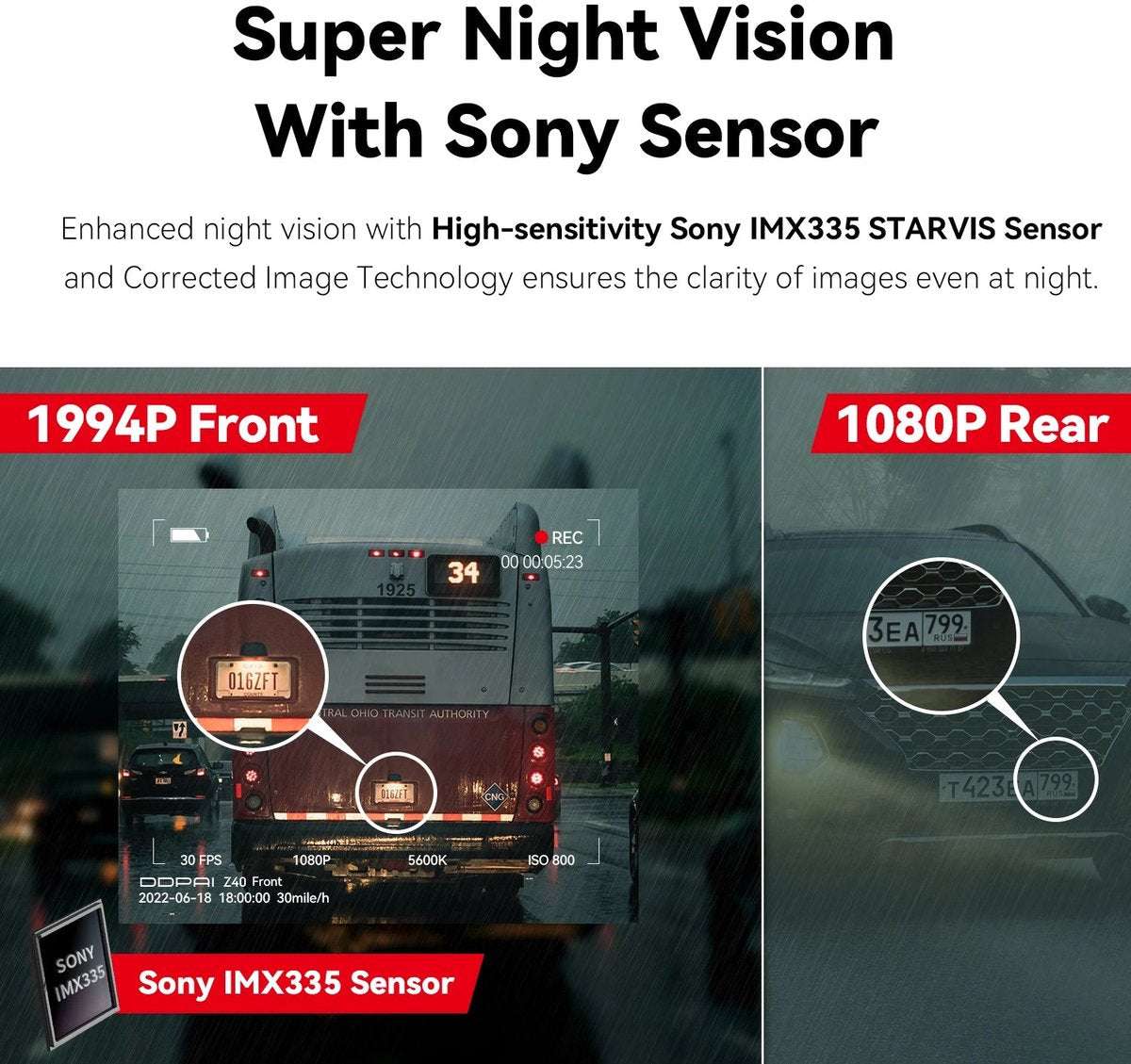 Dash Cam Dual Car Camera – 1944P HD – WiFi – Voor & Achter – 24H Parkeerbeveiliging – D²save Opslag – Zonder Geheugenkaart