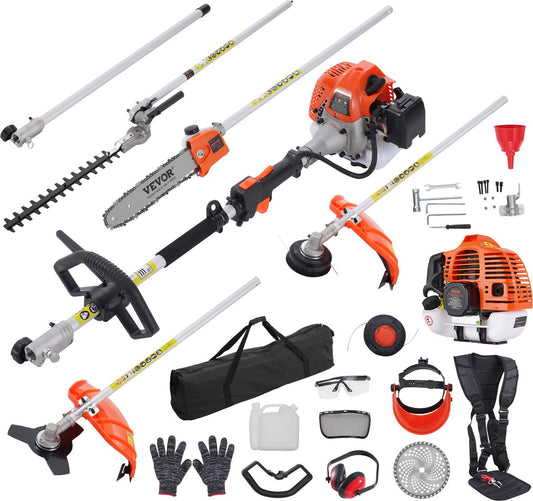 Heggenschaar Benzine - Tweetaktmotor - Worden Gedraaid - Beschermende Handschoenen En Gehoorbescherming - 33CC - 6-in-1 - Met 8500 Tpm - Kan 270° - Voor Van Hoge Takken - Struiken - Theetuinen En Landschapsonderhoud