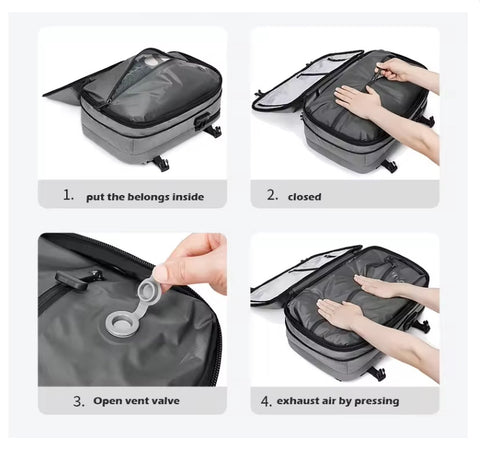 Vacuümrugzak - 60L - Waterdichte rugzak - 17” laptopvak - Inclusief pomp - 49 cm x 32 cm x 15 cm /20 cm - Blauw