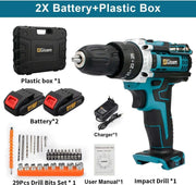 Slag Schroevendraaier - Boormachine - Schroefmachine - Elektrische Boormachine - Met Koffer - 2x Accu - 28Nm - 1600r/min - 1500Mah - Blauw - Met Accessoires