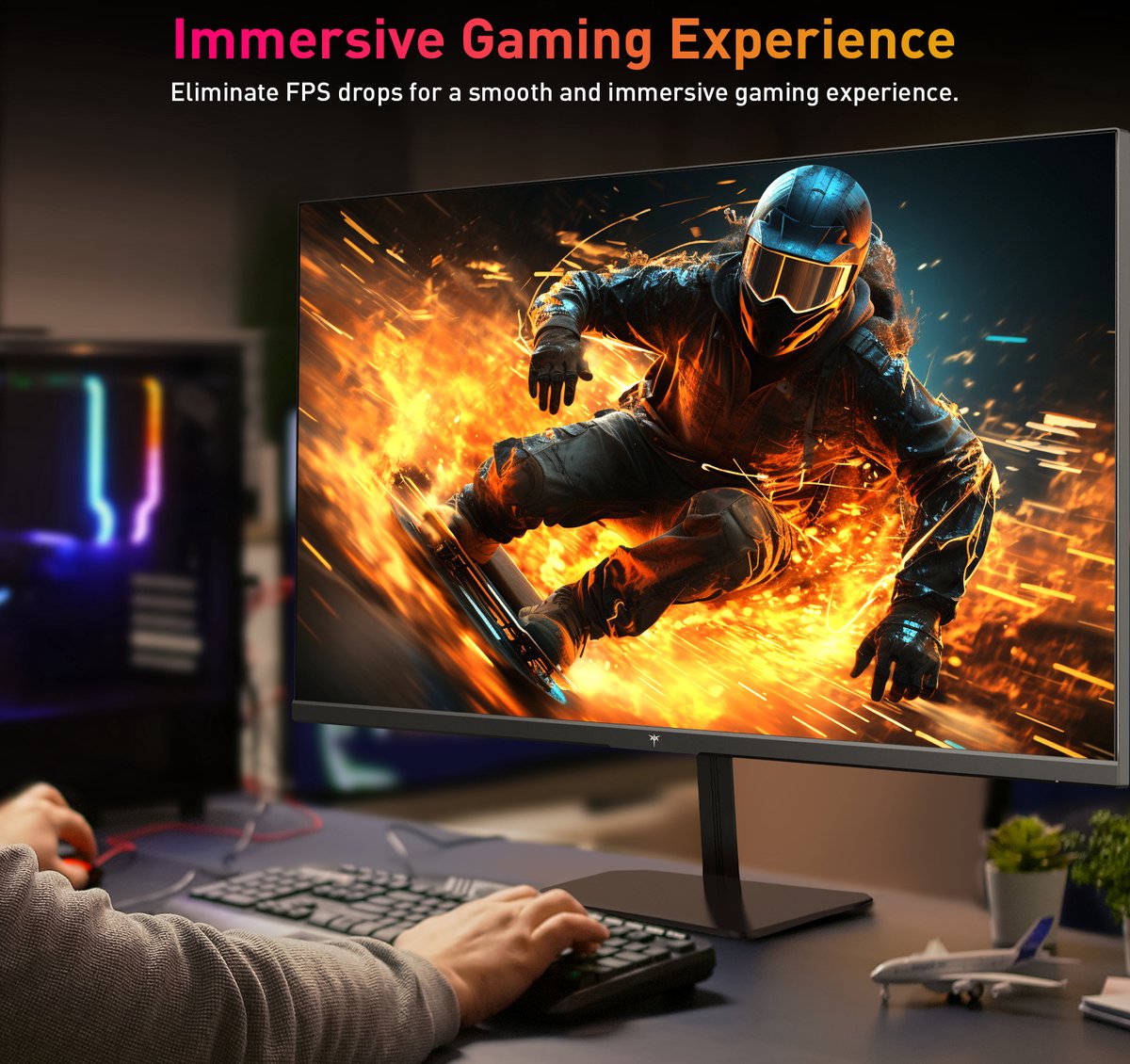 Gamingmonitor - 24-inch 2560*1440 16:9 snel IPS-scherm - 180 Hz - FreeSync en G-Sync - 126% sRGB - HDR-ondersteuningweinig blauw licht - ondersteuning voor wandmontage en kantelaanpassing - 2 x HDMI2.0 - 2 x DP1.4 - 1 x koptelefoonaansluiting - QUORE