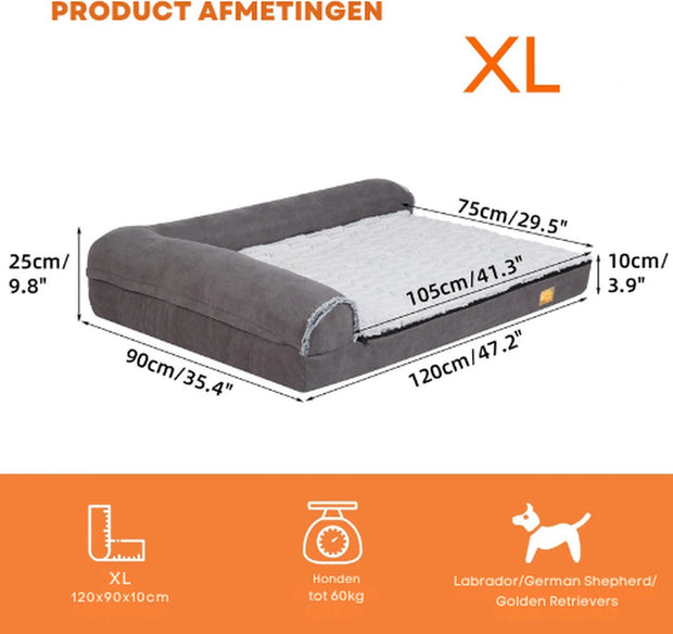 Hondenmand orthopedisch - Wasbare hoes - Hondenbed - Honden bed - 120x90x25cm - Maat XL - German shepherd - Labrador - Golden retriever