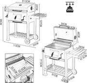 Bbq - Barbecue - Bbq houtskool - Houtskool grill - Bbq met deksel - Hoogte verstelbare Bbq - Bbq staand met wielen - Zwart