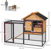 Konijnenhok verhoogd huisje met afsluitbare deur buiten hout metaal