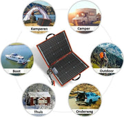 Complete 100W Foldable Solar Panel Set - Monocrystalline Solar Panel - 12V - Daylight Panel - Camper Solar Panel - With Inverter