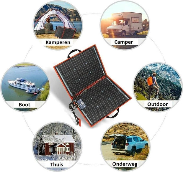 Complete 100W Foldable Solar Panel Set - Monocrystalline Solar Panel - 12V - Daylight Panel - Camper Solar Panel - With Inverter