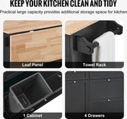 Kookeiland - Ontbijtbar - Keukenwerktafel - Keuken Vicco Kookeiland Fame-Line - Donkerblauw Hoogglans/Antraciet - 90 cm met Lade - zonder Werkblad Vicco Kookeiland Fame-Line - Eiken /Goud