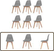 Eetkamerstoelen - Set van 6 - Kunststof - Grijs Eettafel Stoelen - Eetkamerstoelen Set - Grijze Stoelen - Kunststof Stoelen - Comfortabele Stoelen - Grijs