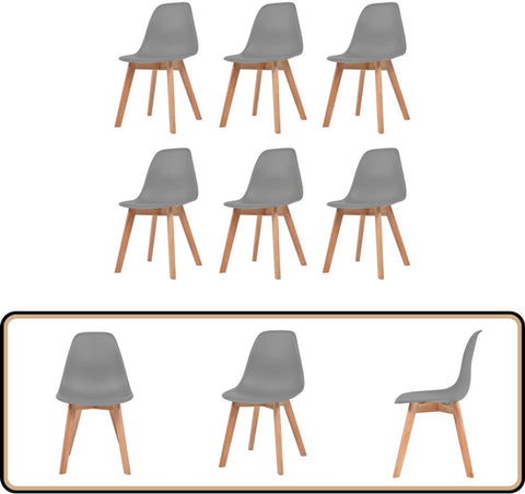 Eetkamerstoelen - Set van 6 - Kunststof - Grijs Eettafel Stoelen - Eetkamerstoelen Set - Grijze Stoelen - Kunststof Stoelen - Comfortabele Stoelen - Grijs