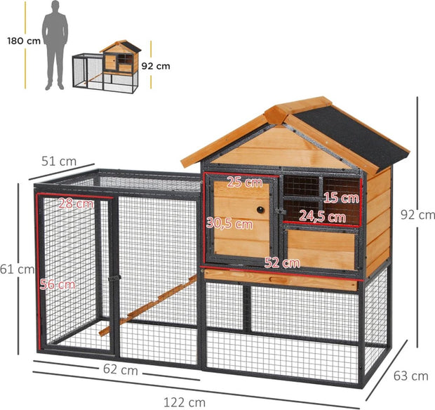 Konijnenhok voor buiten - Weerbestendig - Met ren - Kooi - Groot konijnen hok - Zwart