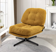Corduroy lounge chair - Chair - Relax chair - Swivel chair - Thick cushions - With footstool - Green