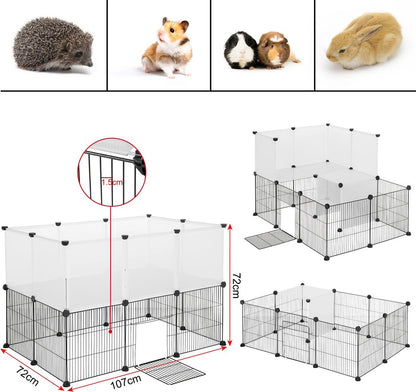 Dierenren - Kat - Hond - Binnenhuis - Ren - Buitenhuis - 107 cm x 72 cm x 72 cm - Wit