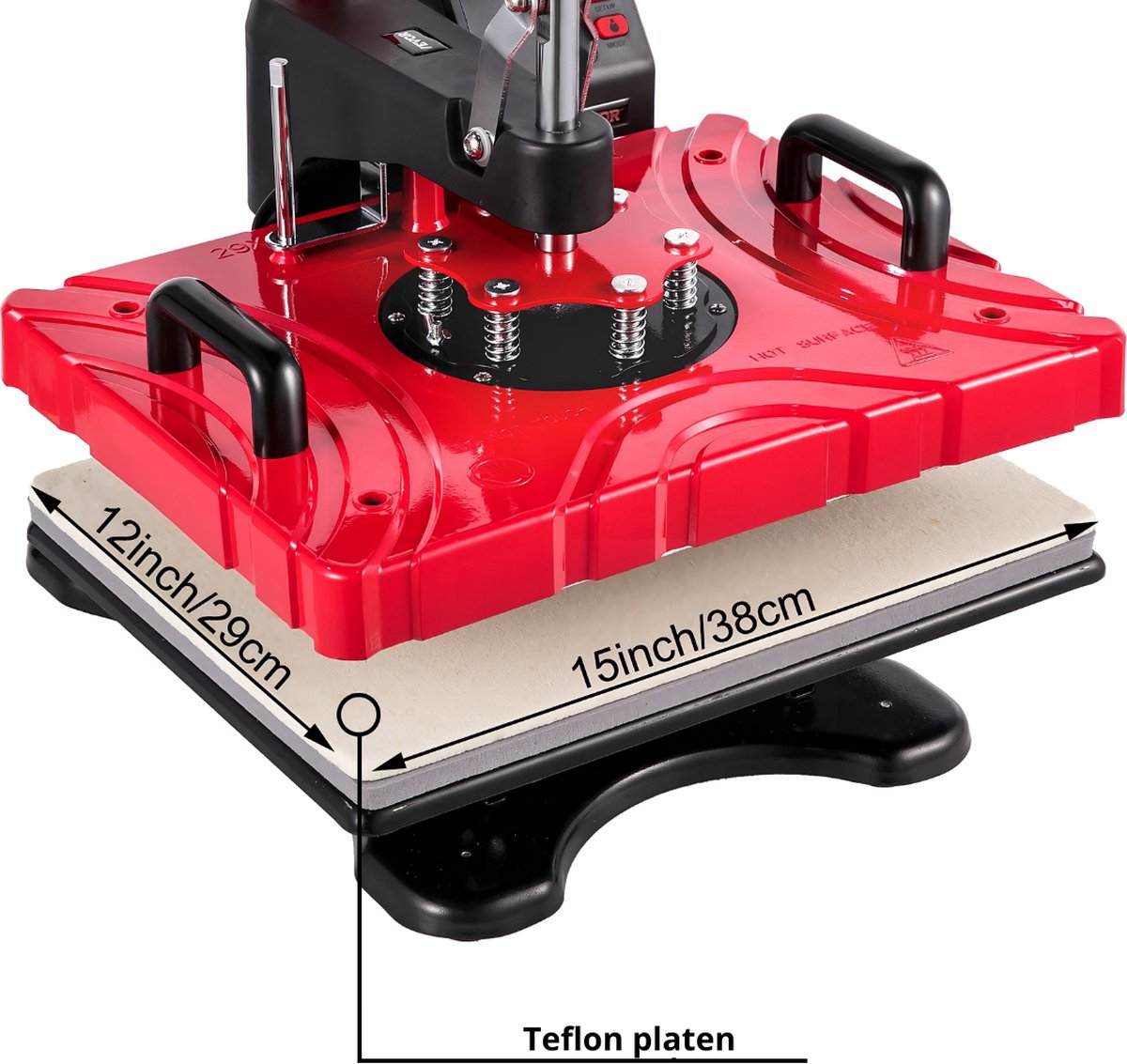 Transfer Press - Printing Machine - Heat Press - Printing Press - Heat Press Machine - Sublimation Printer - 38 x 30 CM - 360° Rotation - 1000W - Sublimation Machine - Red