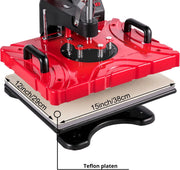 Transfer Press - Printing Machine - Heat Press - Printing Press - Heat Press Machine - Sublimation Printer - 38 x 30 CM - 360° Rotation - 1000W - Sublimation Machine - Red