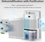 Luchtontvochtiger - 2 in 1 Dehumidifier - Vochtvreter - Ontvochtiger - Luchtreiniging - Draagbaar - Inclusief Afstandsbediening - LCD Scherm - Wit