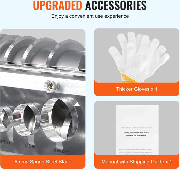 Draadstripmachine - Elektrisch Koperdraad - Strippen Machine - voor het Strippen van Koperdraad - 10 Kanalen en 10 Snijbladen - 1.5-32 mm - 750W
