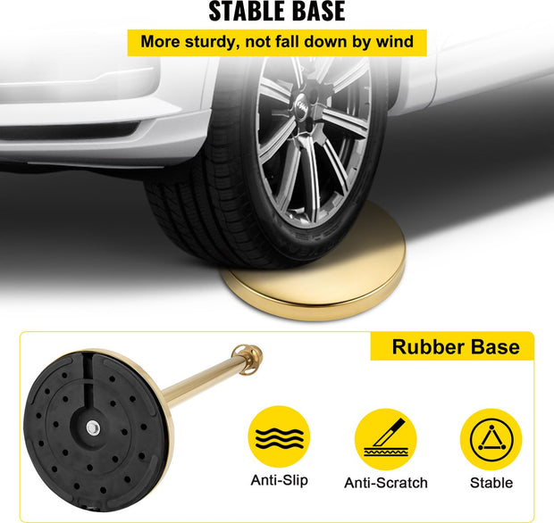 Afzetpaaltjes Crowd Control Stanchion Barrières - 1,5 m - Afzetpalen Voor Menigtecontrole - RVS Bolders - Goud Staanders - Fluwelen Touwen - 4 Stuks - Rood