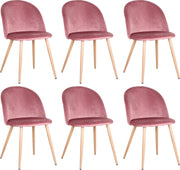 Eetkamerstoelen - Set van 6 - Roze - Zacht fluweel - Keuken - Vrijetijdsstoelen Zachte fluwelen eetkamerstoelen zijn de perfecte combinatie van moderne elegantie, luxe comfort en duurzaamheid.