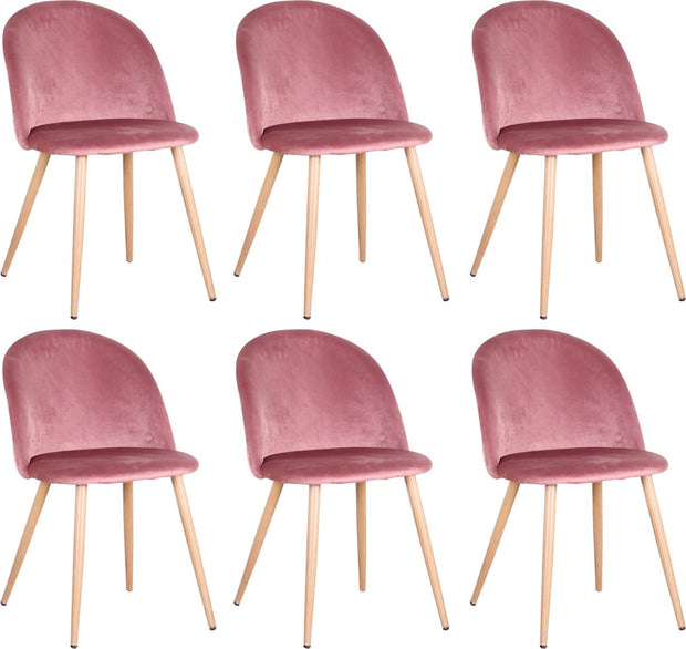 Eetkamerstoelen - Set van 6 - Roze - Zacht fluweel - Keuken - Vrijetijdsstoelen Zachte fluwelen eetkamerstoelen zijn de perfecte combinatie van moderne elegantie, luxe comfort en duurzaamheid.