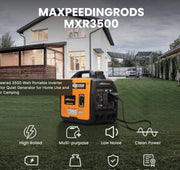 Super silent Inverter Generator 3300 W - Petrol, 4-stroke - With USB and 230V sockets - Emergency power generator for camping, travelling and war emergencies