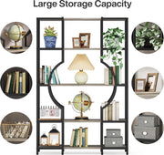 Boekenkast - Boekenrek met 5 Planken - Industrieel Vintage - Kasten Spaanplaat - Grijs en Zwart - 100 x 30 x 180 cm