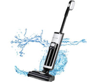 Draadloze stofzuiger zonder zak - Steelstofzuiger grote dubbele watertanks - Menselijk stembegeleiding - Zelf drogend - 4000mHa batterij