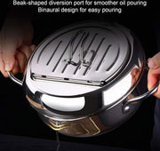 Frituurpan Japanse stijl Tempura Frituurpan met Thermometer - Inductiekookpan Kip Pot Kookgerei voor Keuken - L 24cm .