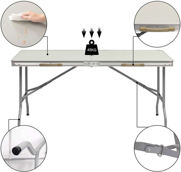 Campingtafel Inklapbaar - Kampeertafel, Partytafel - Lichtgewicht - Aluminium MDF - 150x60x69.5 cm - Zwart