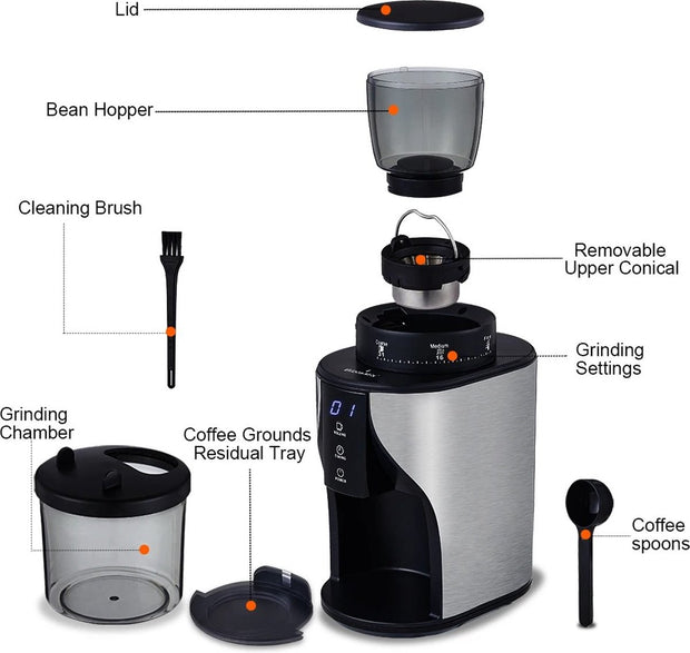 X-Qlusive Elektrische Koffie Molen - Automatische Koffiebonen Vermalen - Koffiebonen Machine - BioloMix - Verse Koffie