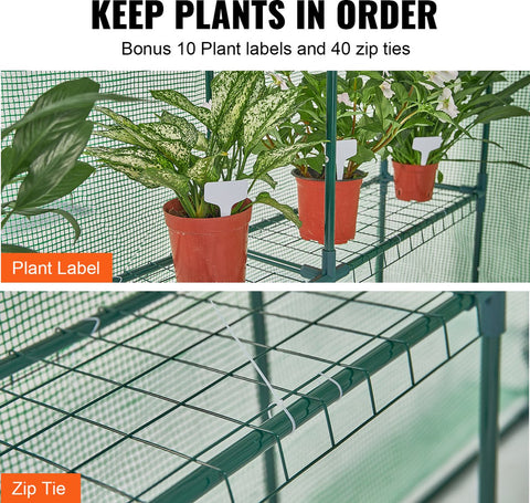 Filmkas - Tomatenkas - Met 4 planken - 141x141x200cm - PE Waterbestendige Hoes - UV - Bestendig - Stalen Frame - Groentekas voor Het Kweken van Groentenbloemen - Groen