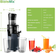 Slow juicer - Press juicer - Juice extractor - Powerful motor - 200W