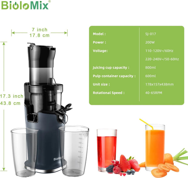 Slow juicer - Press juicer - Juice extractor - Powerful motor - 200W